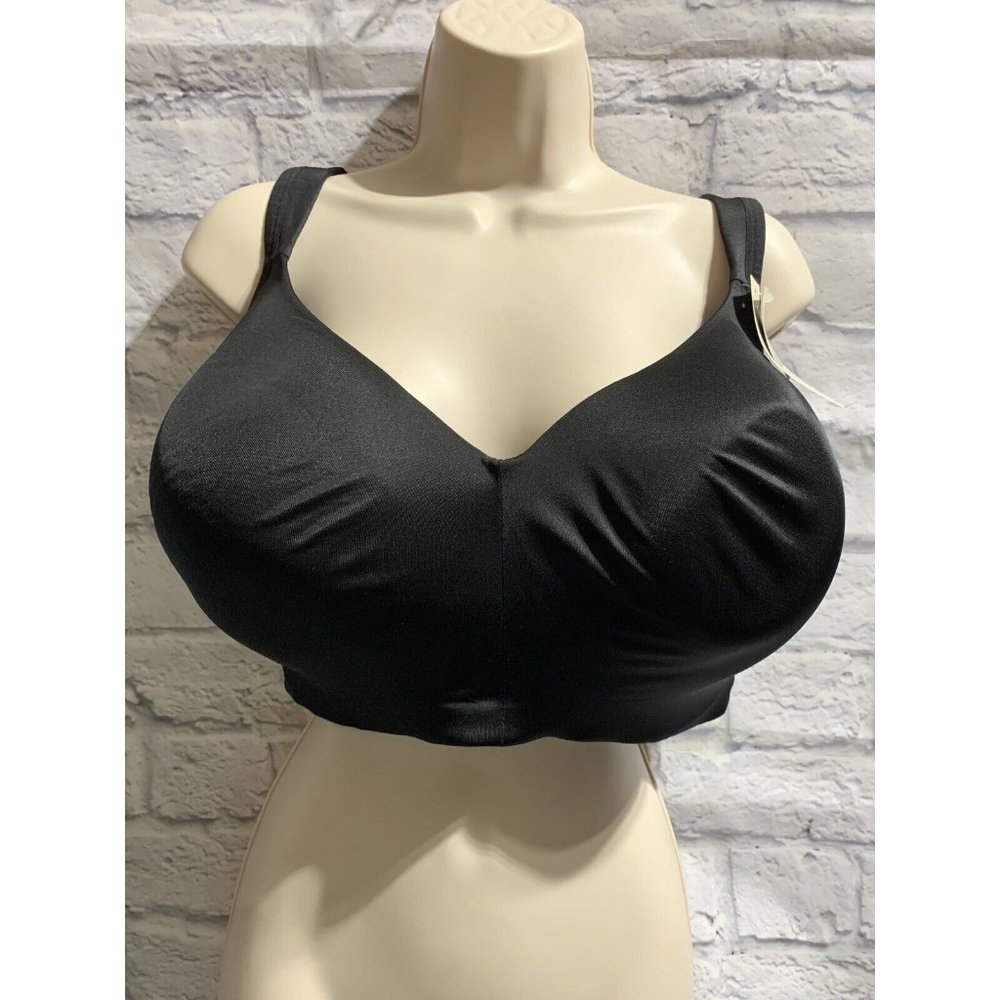 Cacique Bra T Shirt Wire Free Black Lightly Lined Lane Bryant 46DDD #B1069